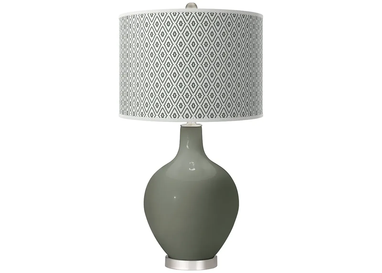 Pewter Green Diamonds Ovo Table Lamp