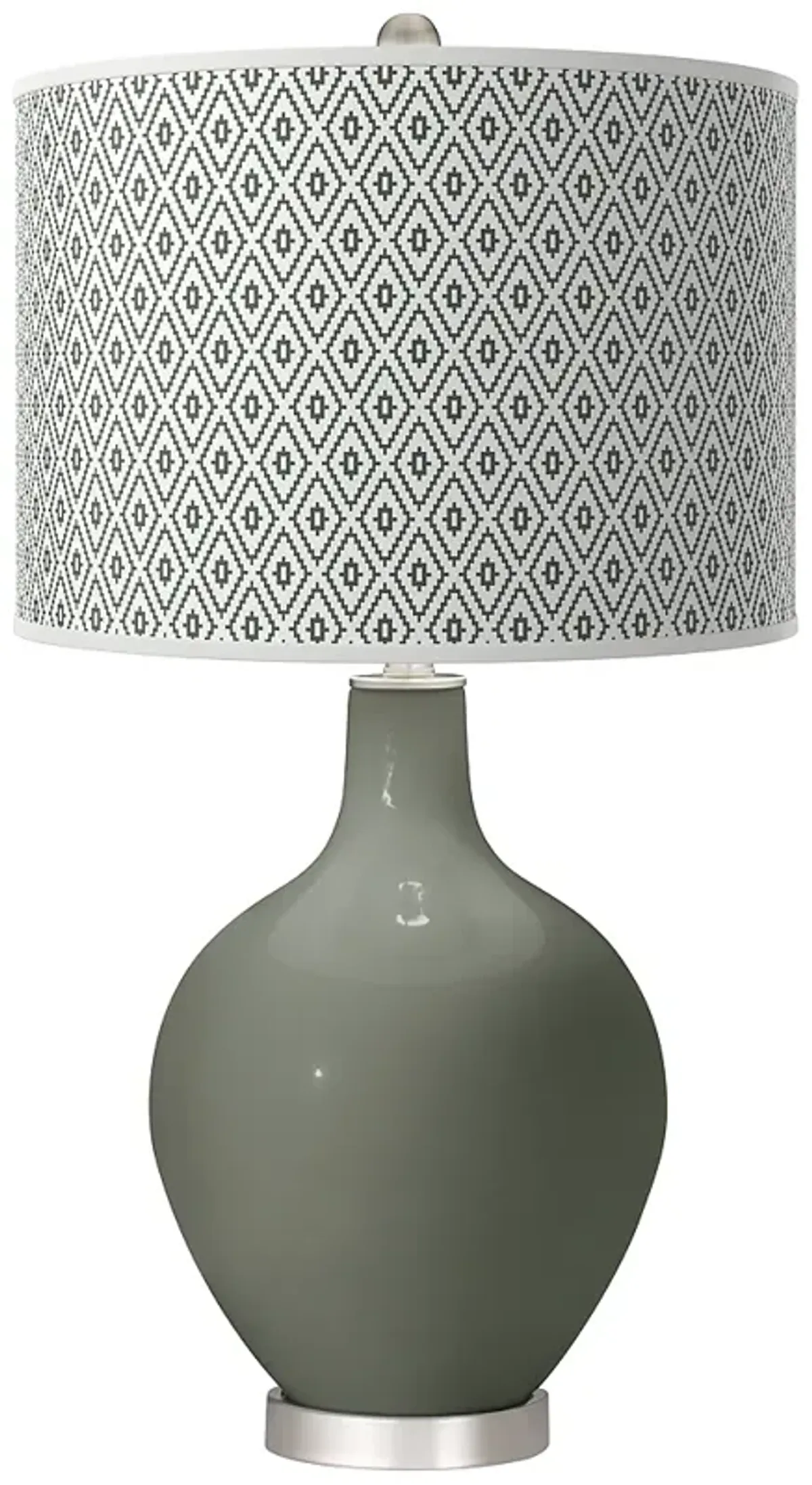 Pewter Green Diamonds Ovo Table Lamp