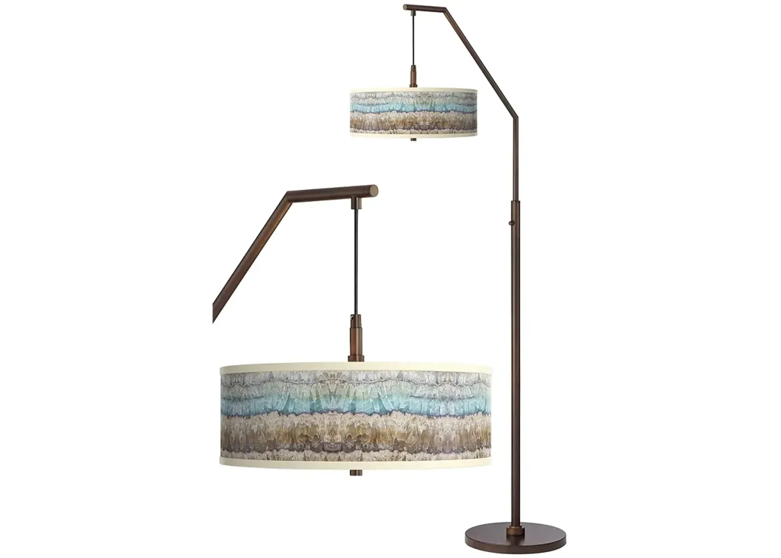 Giclee Glow Marble Jewel Shade 71 1/2" Bronze Offset Arm Floor Lamp