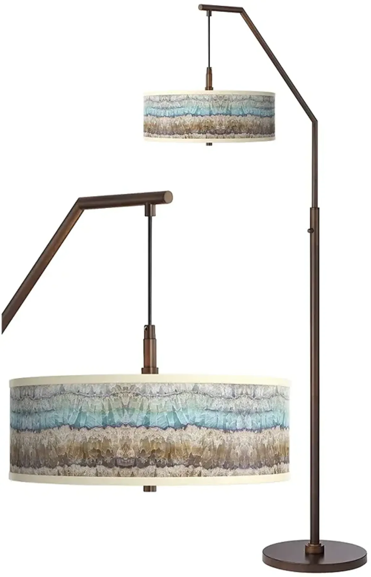 Giclee Glow Marble Jewel Shade 71 1/2" Bronze Offset Arm Floor Lamp