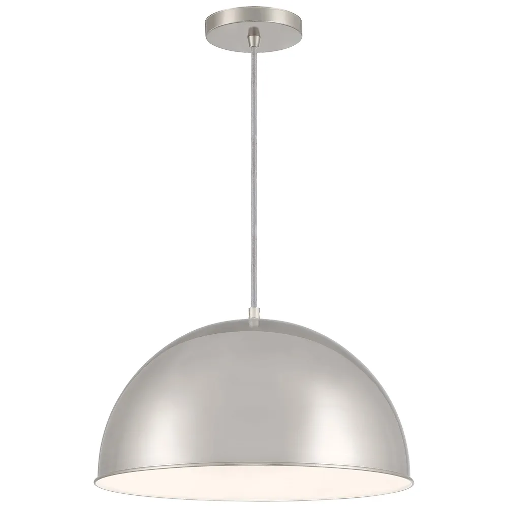 Vantage  1-Light Brushed Nickel Pendant with Brushed Nickel Metal Shade