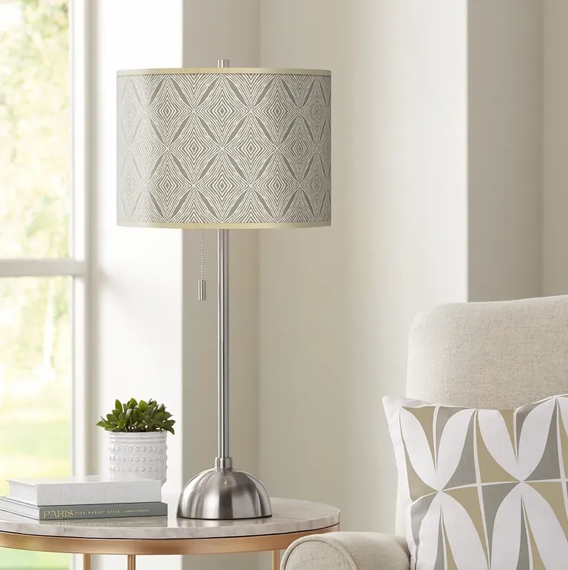 Moroccan Diamonds Giclee Brushed Nickel Table Lamp