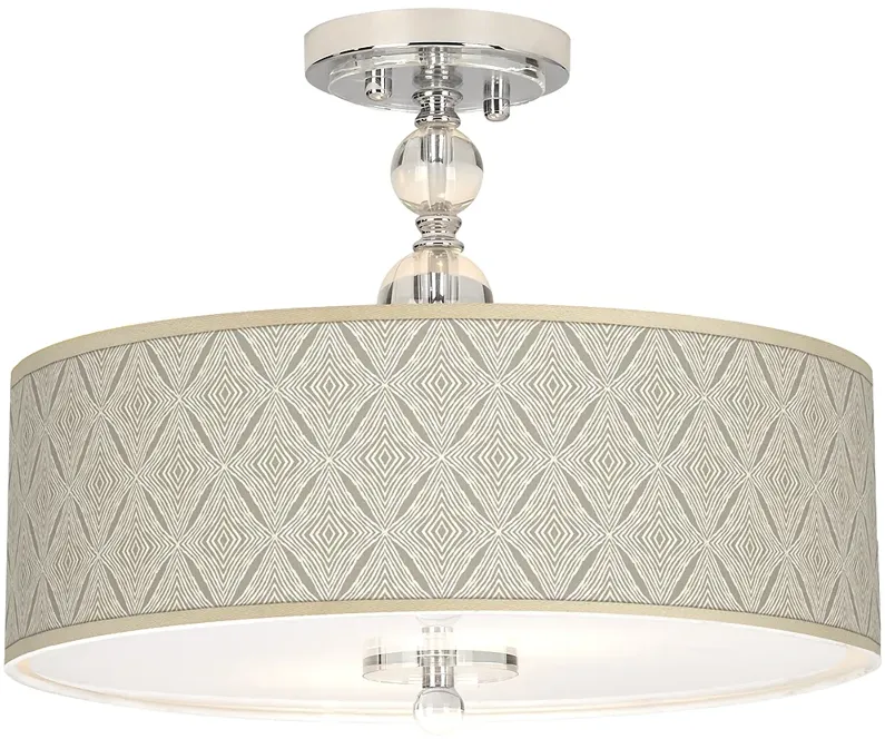 Moroccan Diamonds Giclee 16" Wide Semi-Flush Ceiling Light