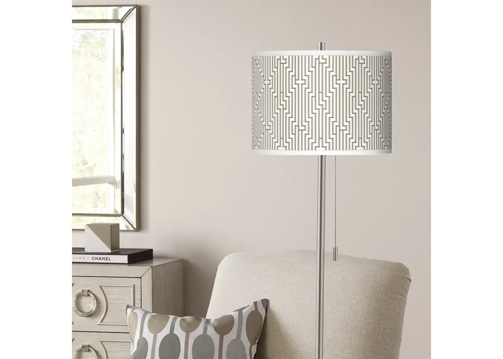 Diamond Maze Brushed Nickel Pull Chain Floor Lamp