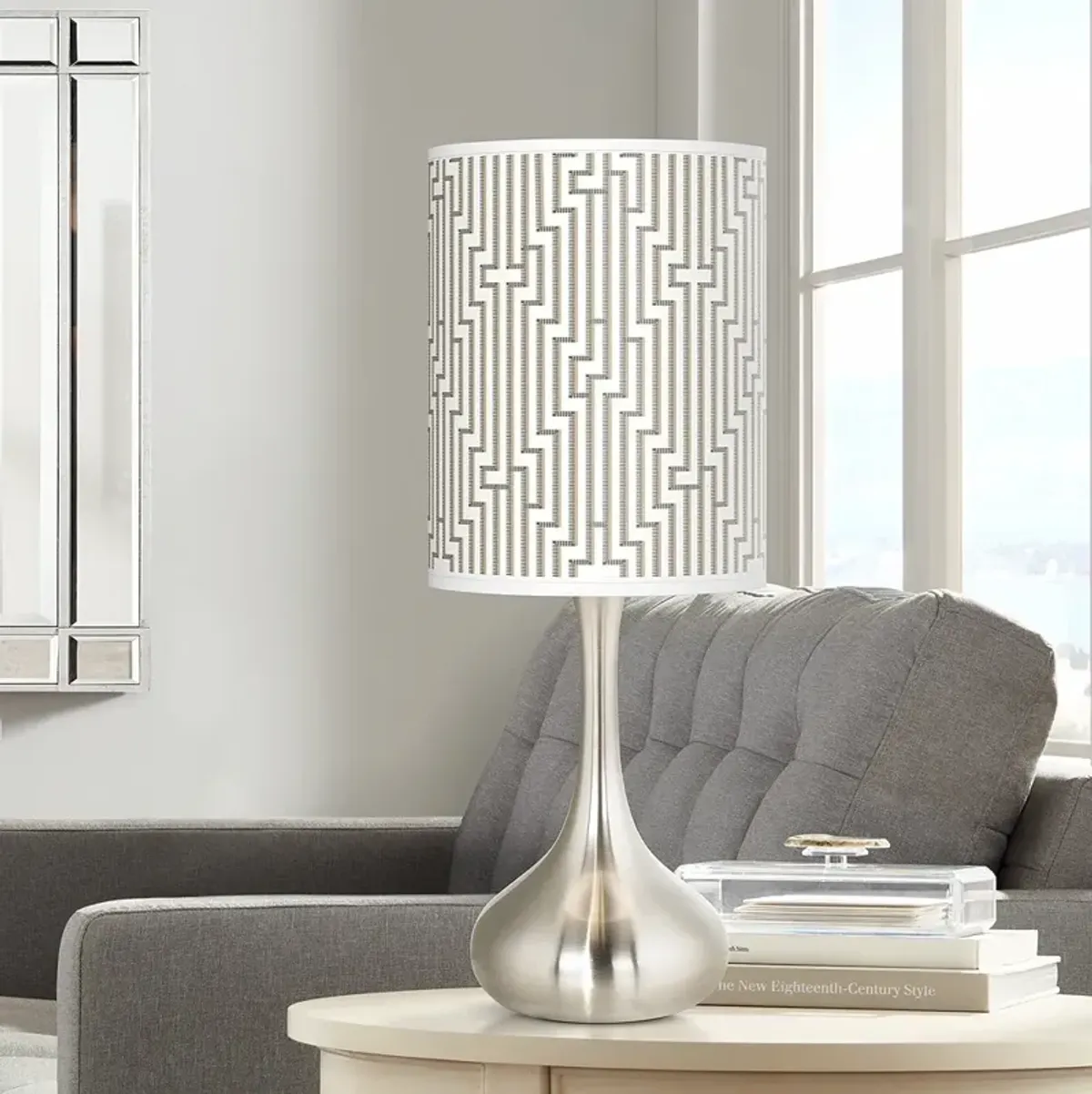 Diamond Maze Giclee Modern Droplet Table Lamp