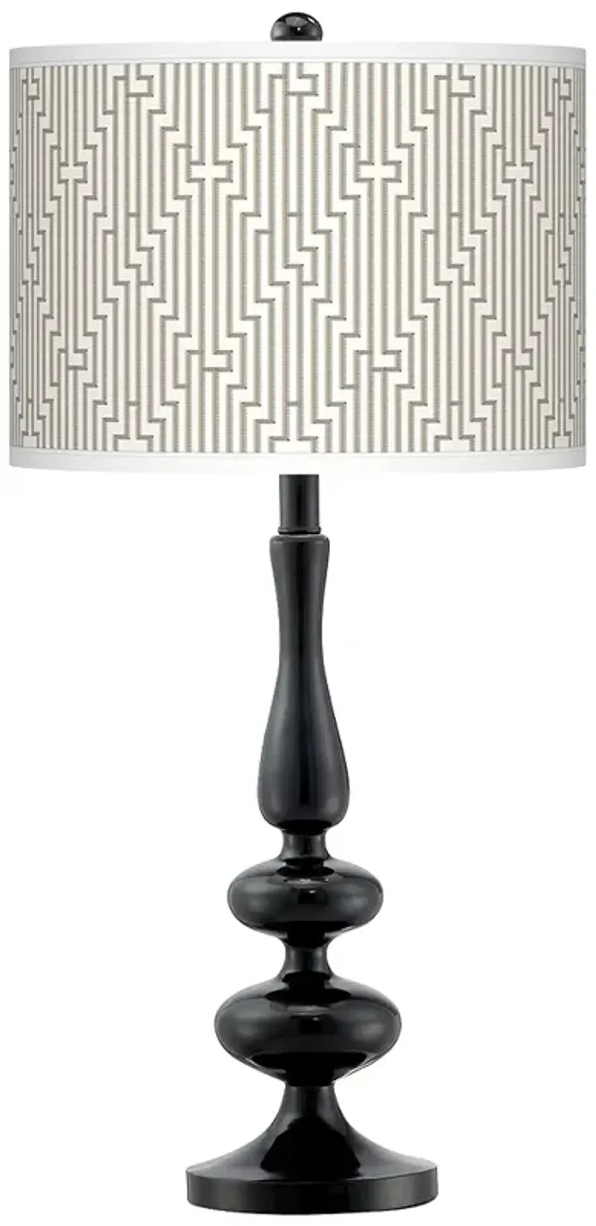 Diamond Maze Giclee Paley Black Table Lamp