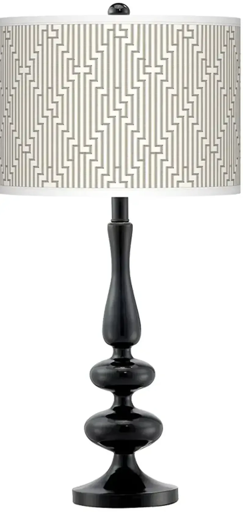 Diamond Maze Giclee Paley Black Table Lamp