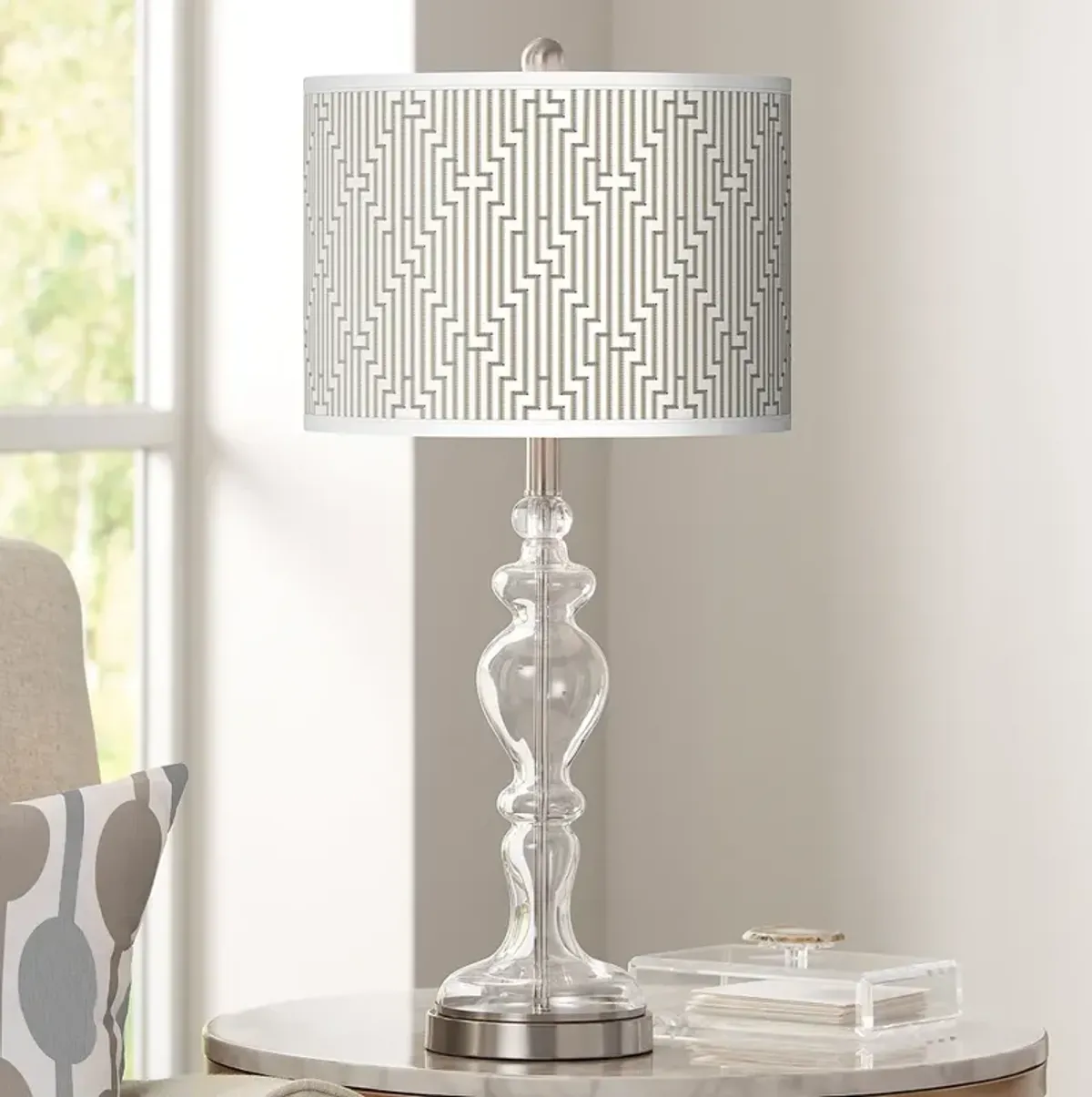 Diamond Maze Giclee Apothecary Clear Glass Table Lamp