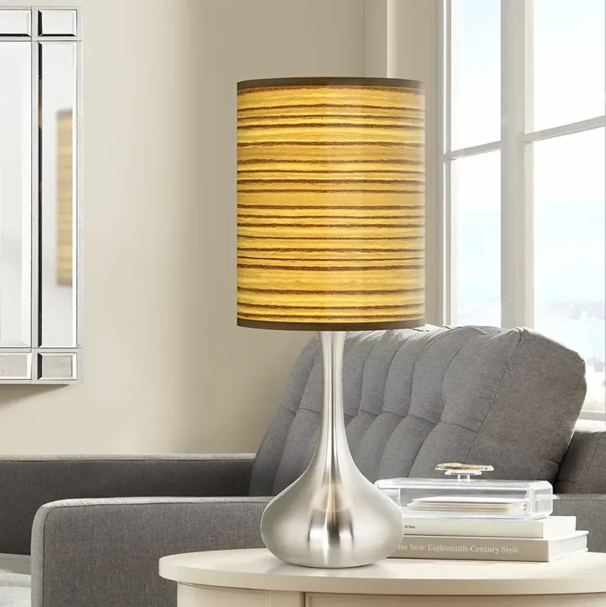 Color Plus Droplet 23 1/2" Faux Tawny Zebrawood Droplet Table Lamp