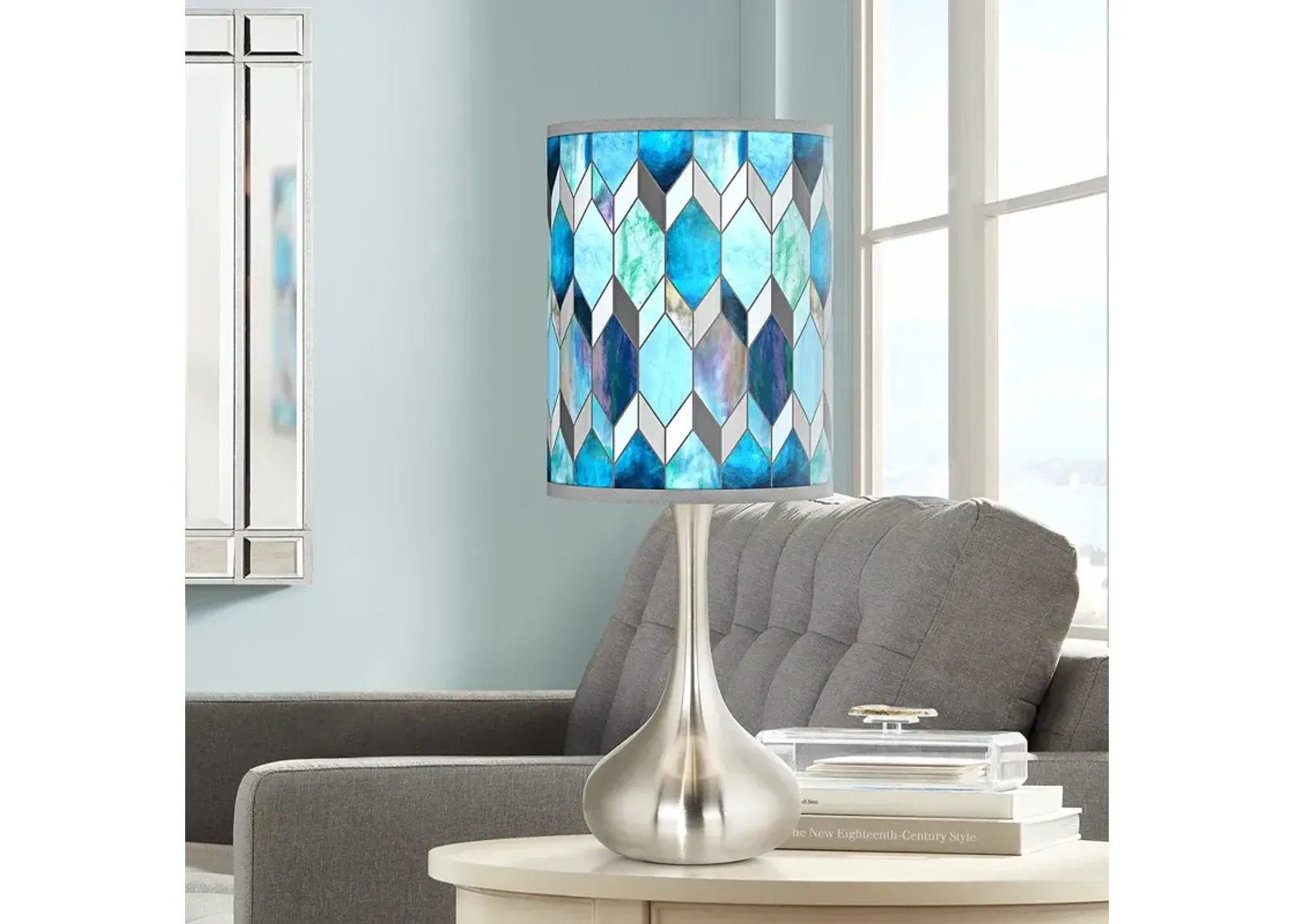 Giclee Glow Droplet 23 1/2" High Blue Mosaic Shade Modern Table Lamp