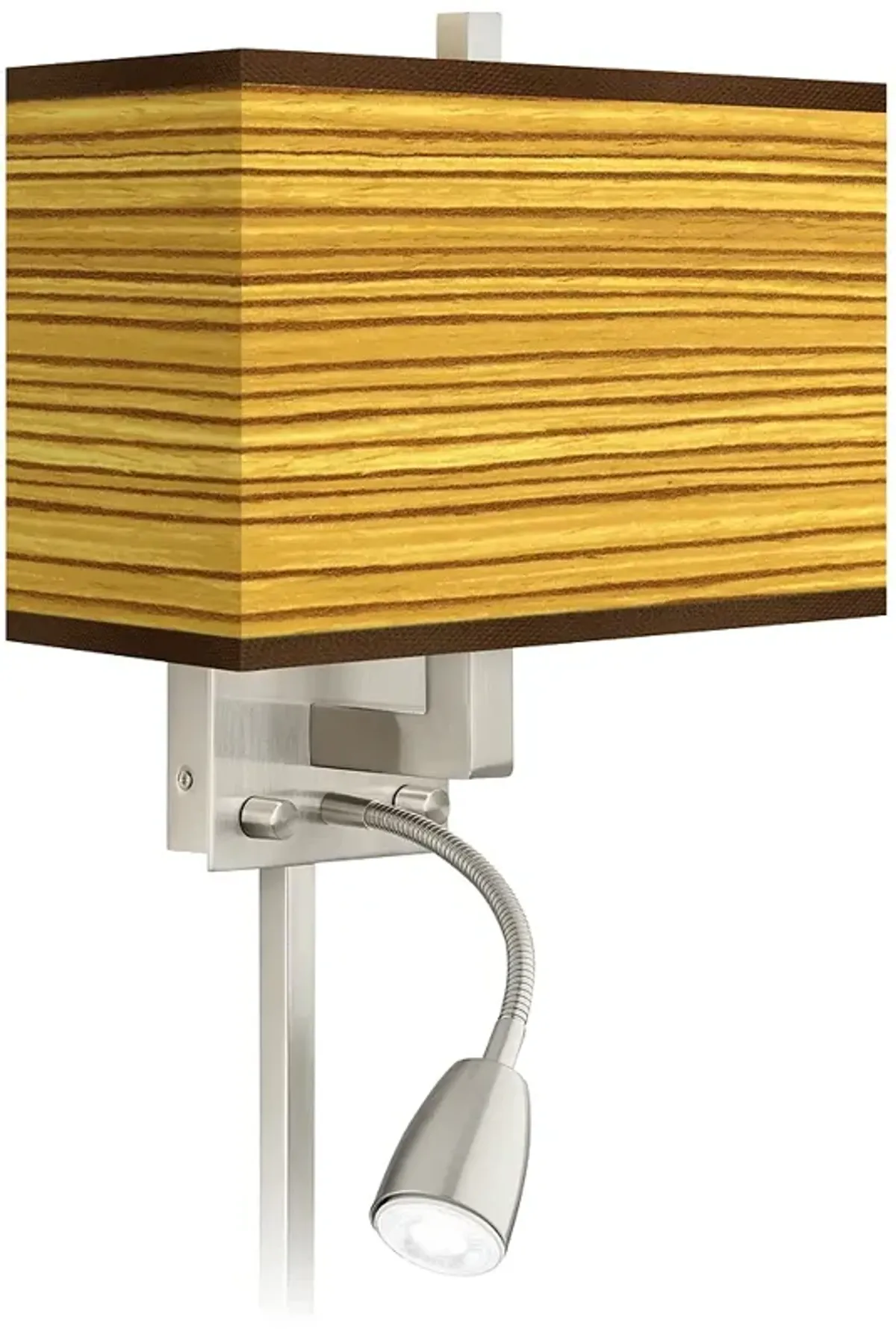 Tawny Zebrawood Giclee Glow LED Reading Light Plug-In Sconce