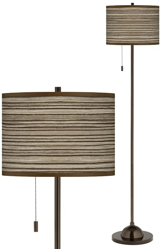 Cedar Zebrawood Giclee Glow Bronze Club Floor Lamp