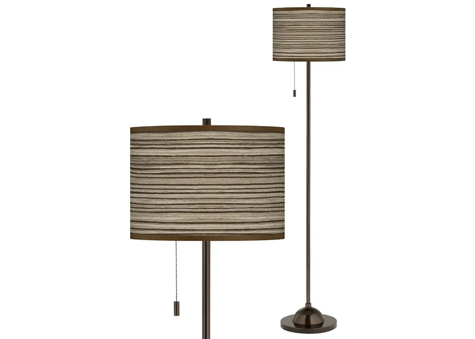 Cedar Zebrawood Giclee Glow Bronze Club Floor Lamp