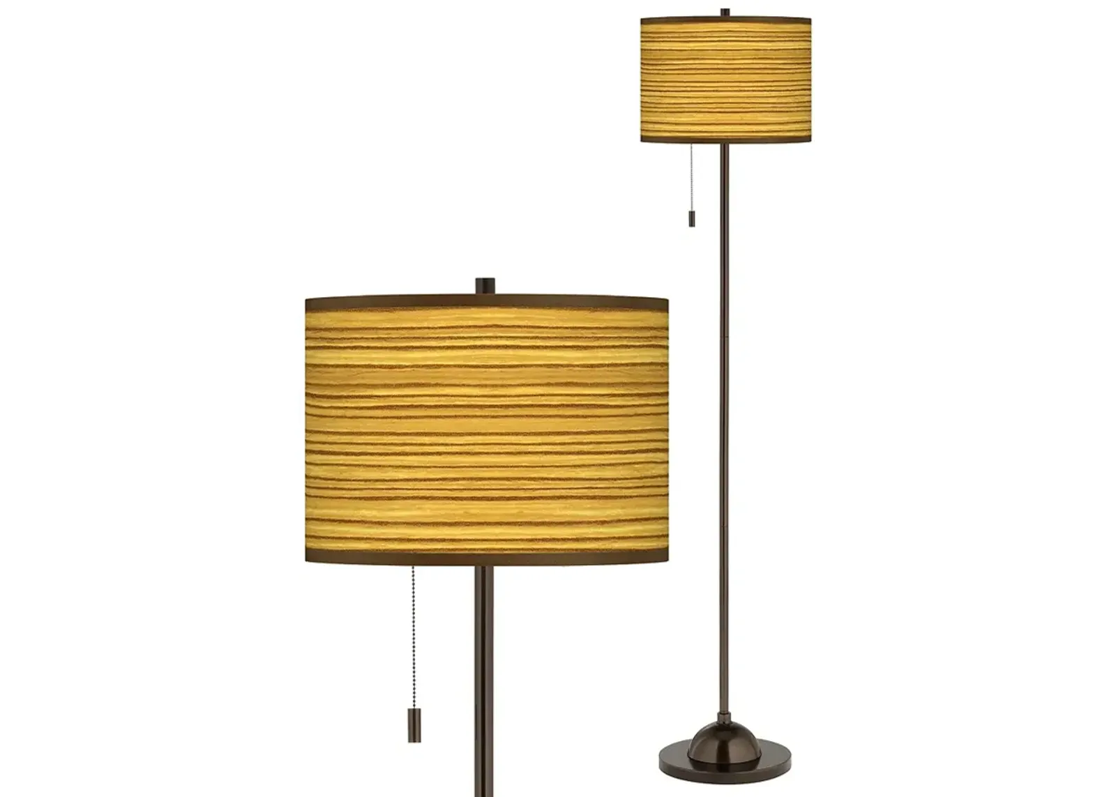 Tawny Zebrawood Giclee Glow Bronze Club Floor Lamp