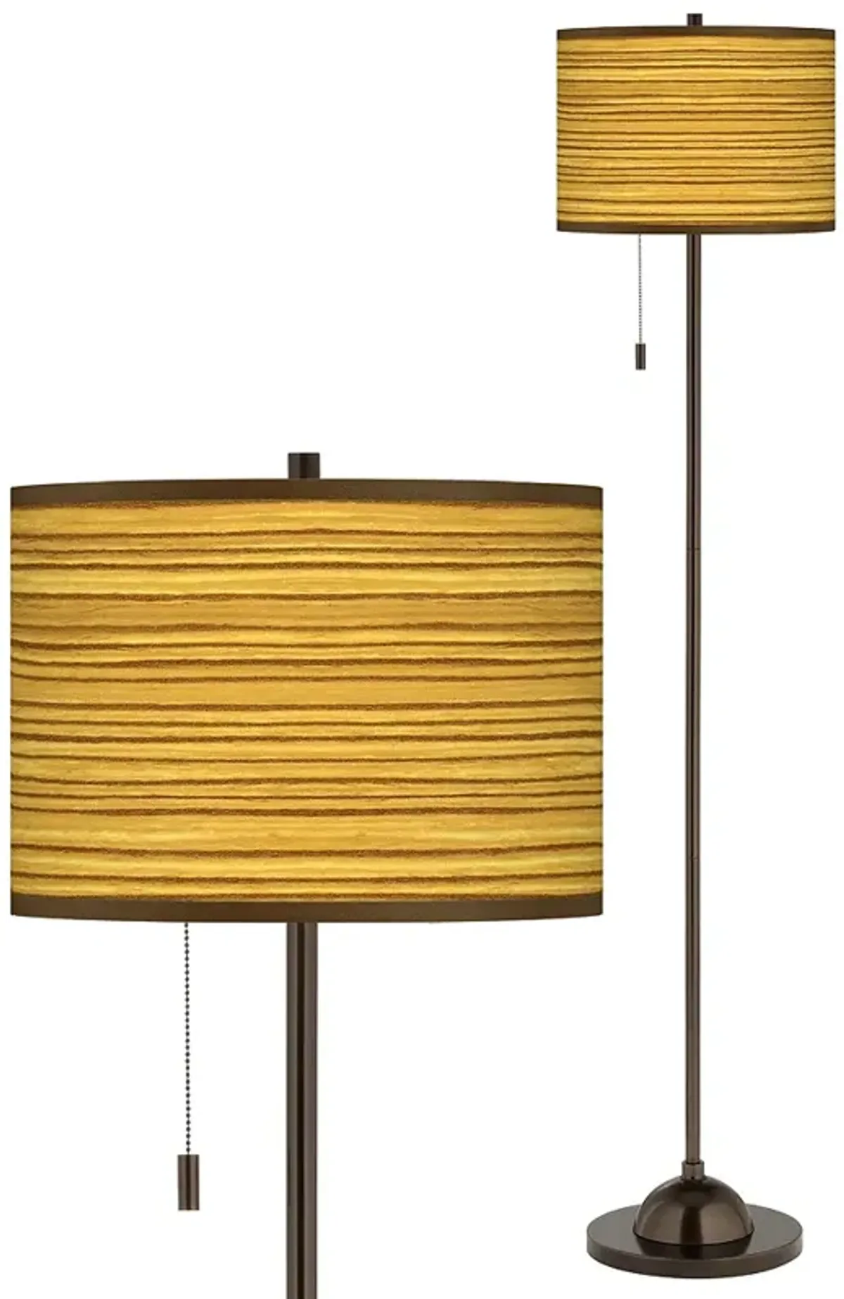 Tawny Zebrawood Giclee Glow Bronze Club Floor Lamp