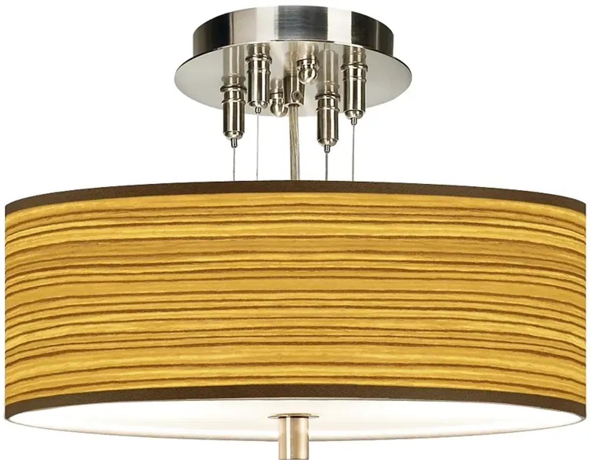 Tawny Zebrawood Giclee 14" Wide Ceiling Light