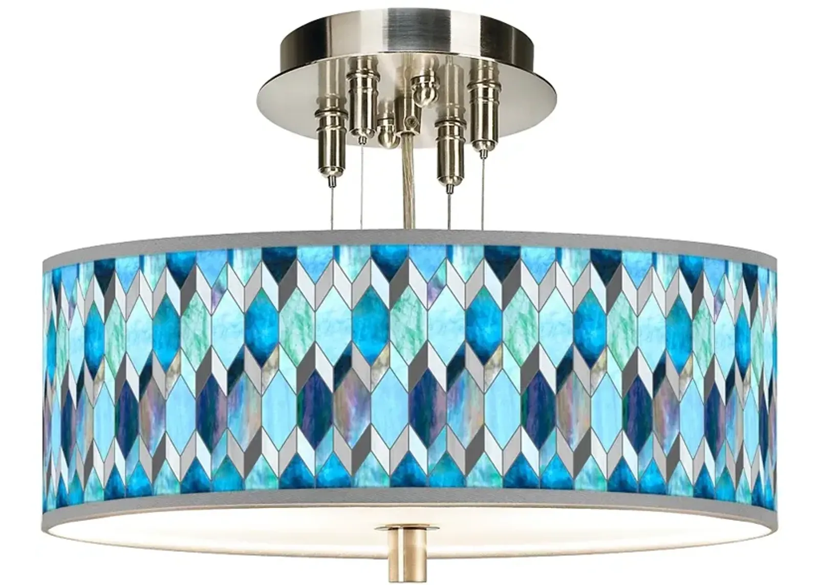 Blue Tiffany-Style Giclee 14" Wide Ceiling Light