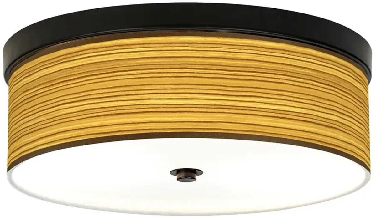 Giclee Gallery 14" Wide Tawny Zebrawood Print Bronze LED Ceiling Light