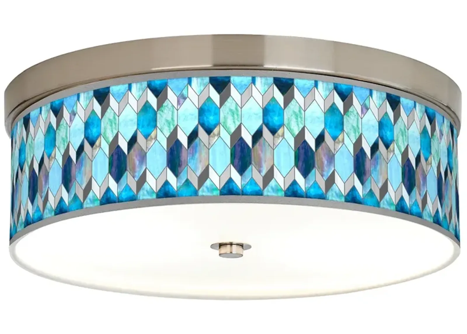 Giclee Gallery 14" Wide Blue Tiffany-Style Giclee  Shade Ceiling Light