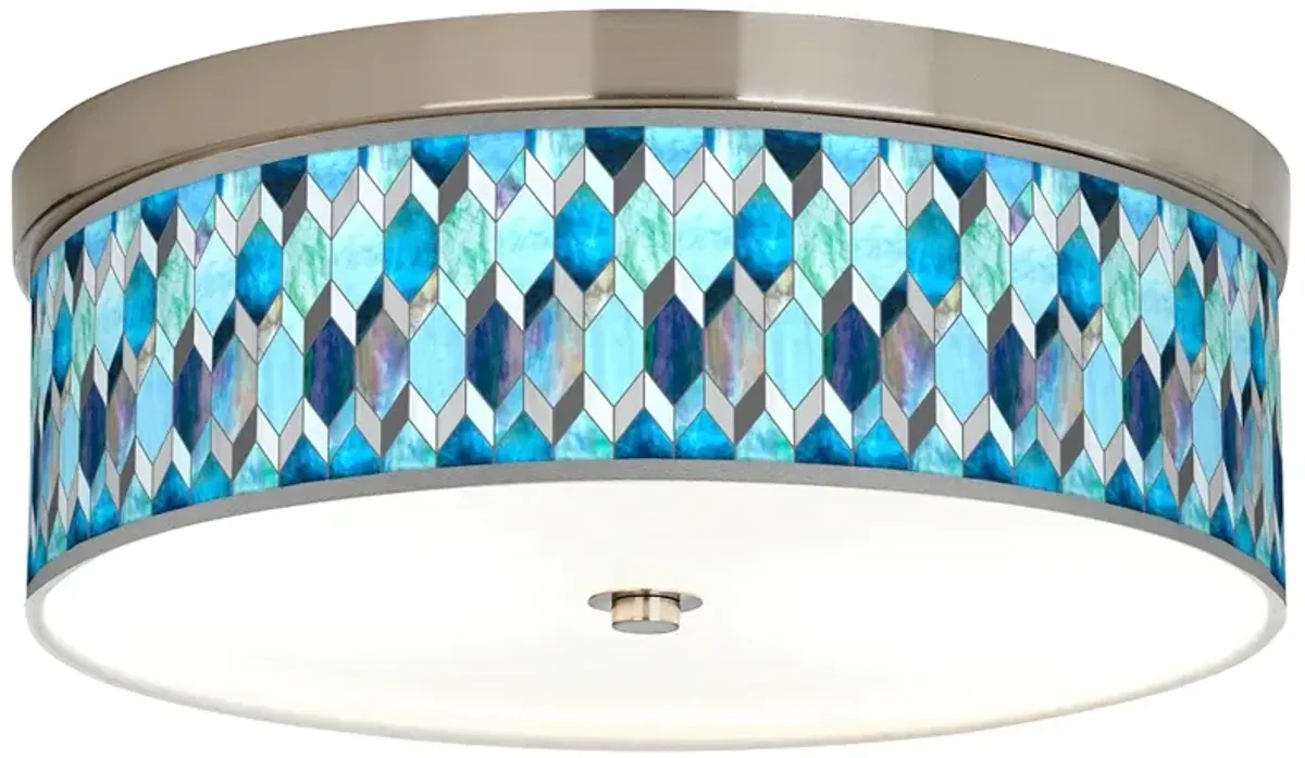 Giclee Gallery 14" Wide Blue Tiffany-Style Giclee  Shade Ceiling Light