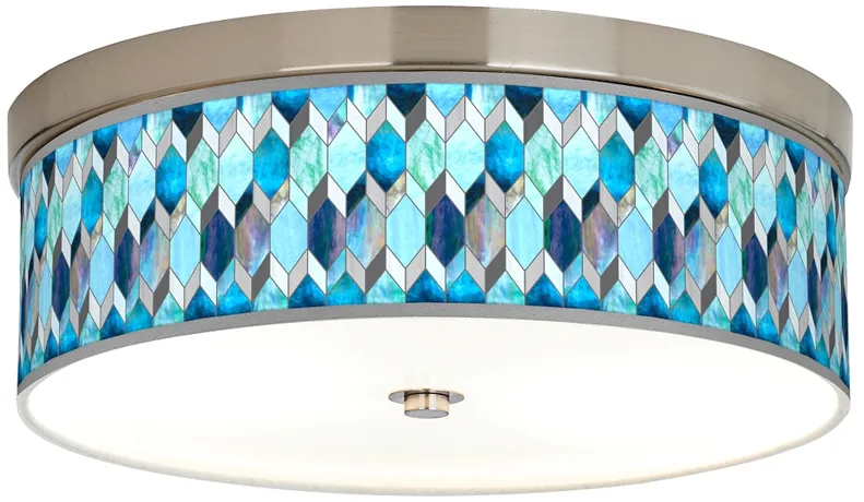 Giclee Gallery 14" Wide Blue Tiffany-Style Giclee  Shade Ceiling Light