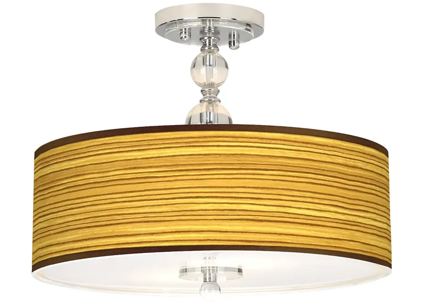 Tawny Zebrawood Giclee 16" Wide Semi-Flush Ceiling Light