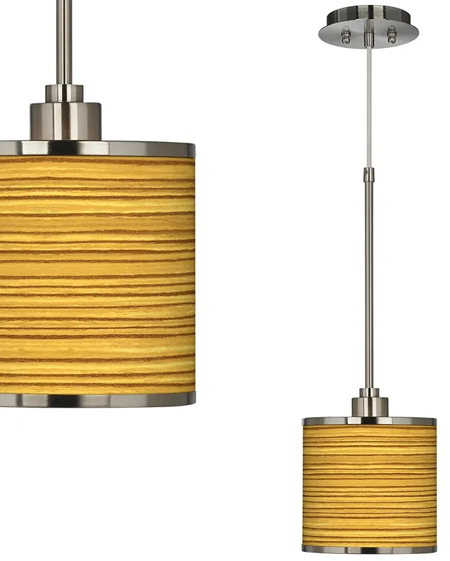 Tawny Zebrawood Giclee Glow Mini Pendant Light