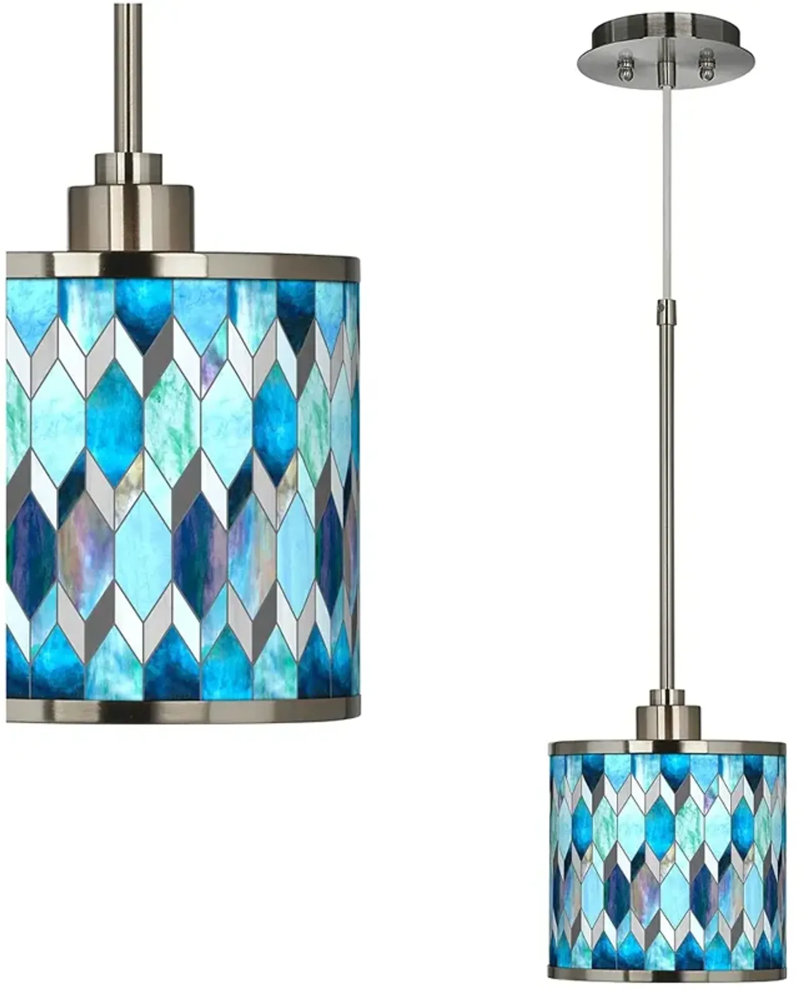 Blue Tiffany-Style Giclee Glow Mini Pendant Light