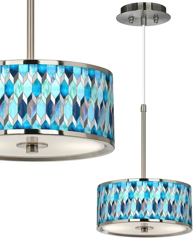 Giclee Glow 10 1/4" Wide Blue Mosaic Pattern Shade Pendant Light