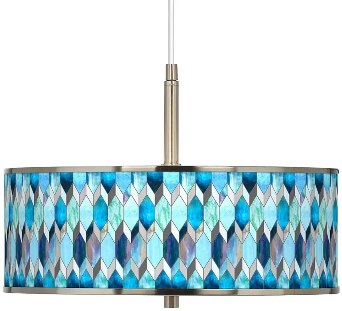 Giclee Glow 16" Wide Blue Mosaic Pattern Shade Pendant Light