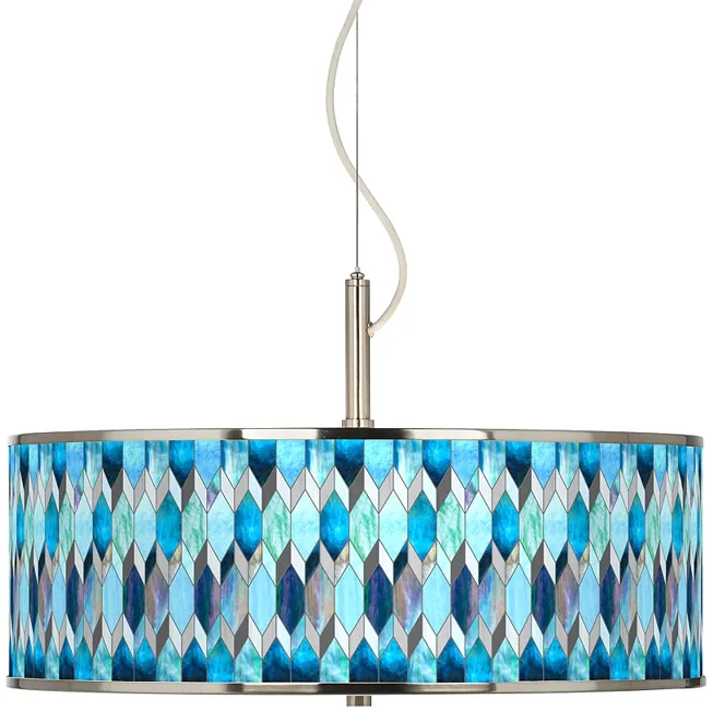 Blue Tiffany-Style Giclee Glow 20" Wide Pendant Light