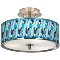 Blue Tiffany-Style Giclee Glow 14" Wide Ceiling Light
