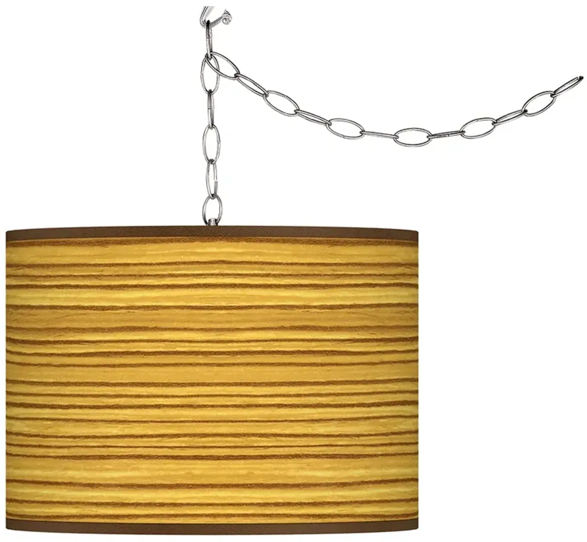 Tawny Zebrawood Giclee Glow Plug-In Swag Pendant