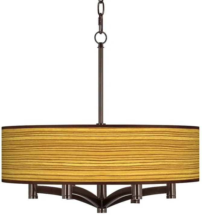 Tawny Zebrawood Ava 6-Light Bronze Pendant Chandelier