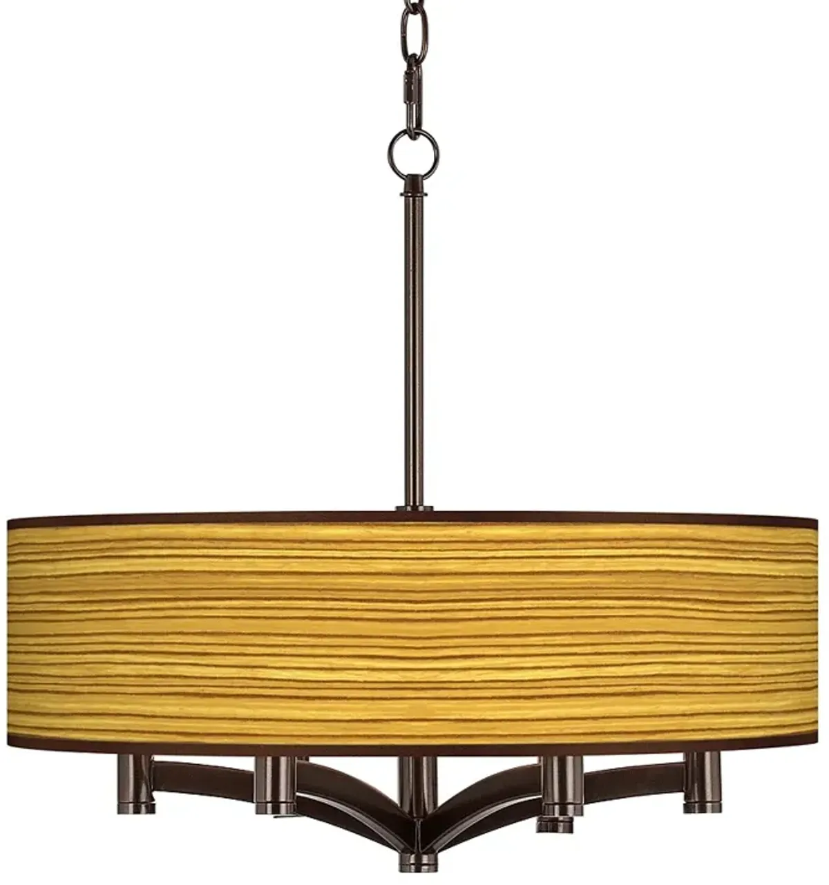 Tawny Zebrawood Ava 6-Light Bronze Pendant Chandelier