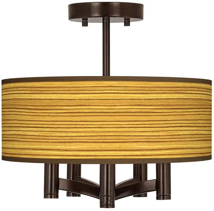 Tawny Zebrawood Ava 5-Light Bronze Ceiling Light