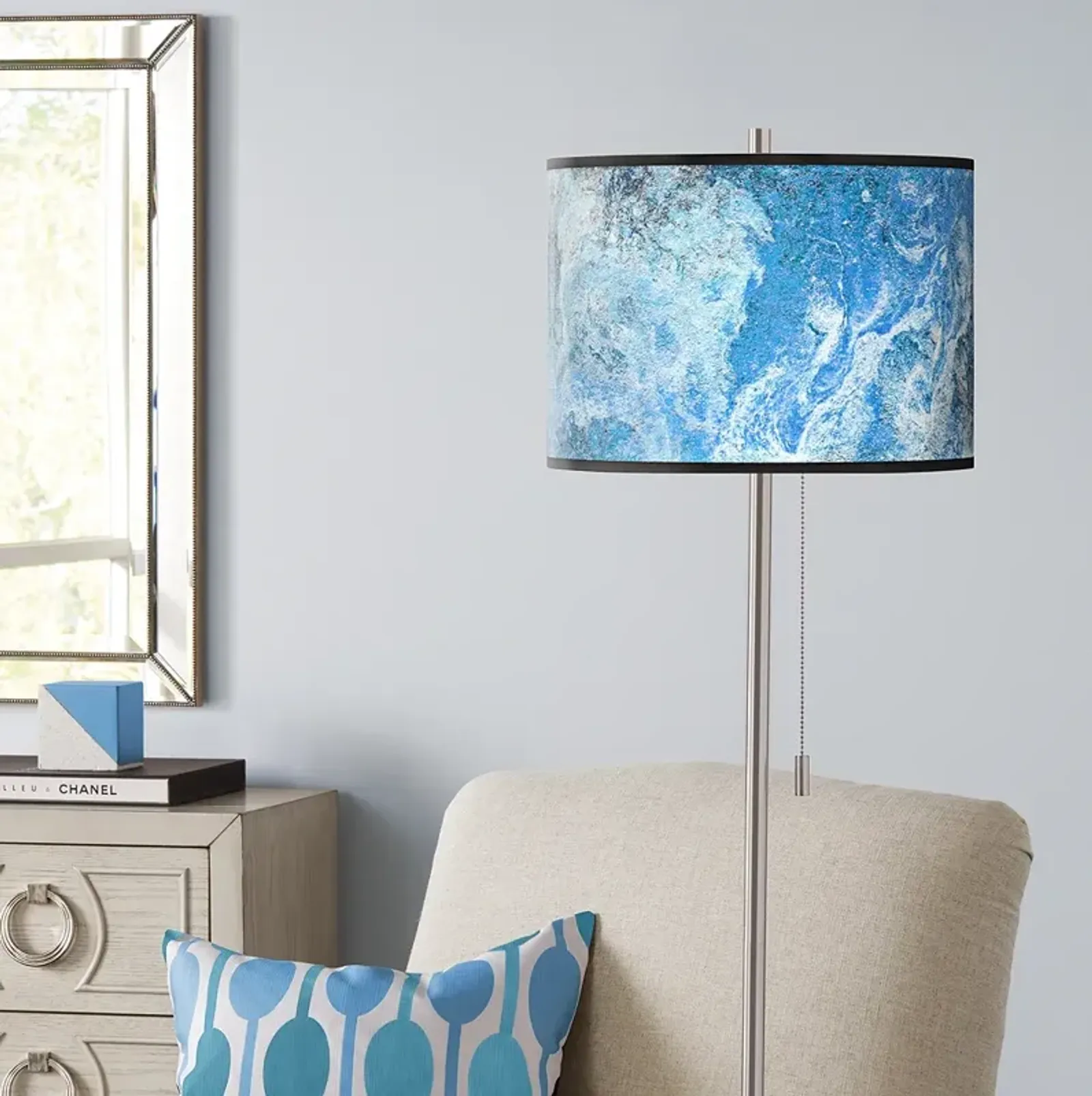 Ultrablue Brushed Nickel Pull Chain Floor Lamp