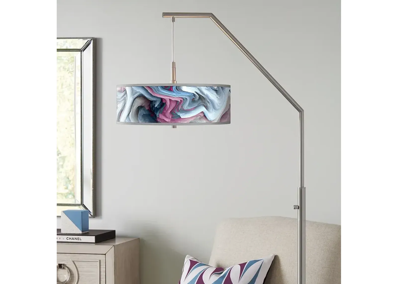 Europa Giclee Shade Arc Floor Lamp