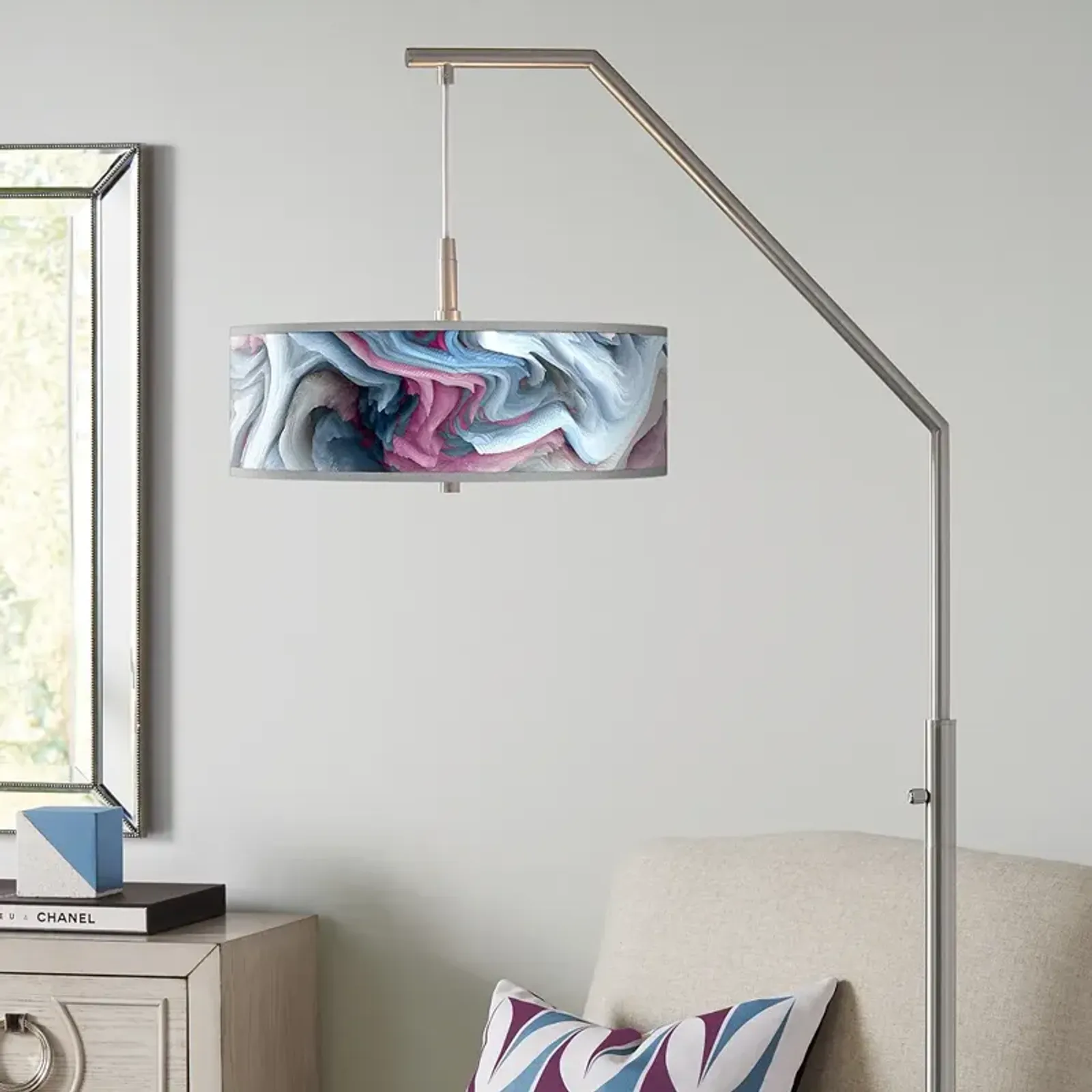 Europa Giclee Shade Arc Floor Lamp