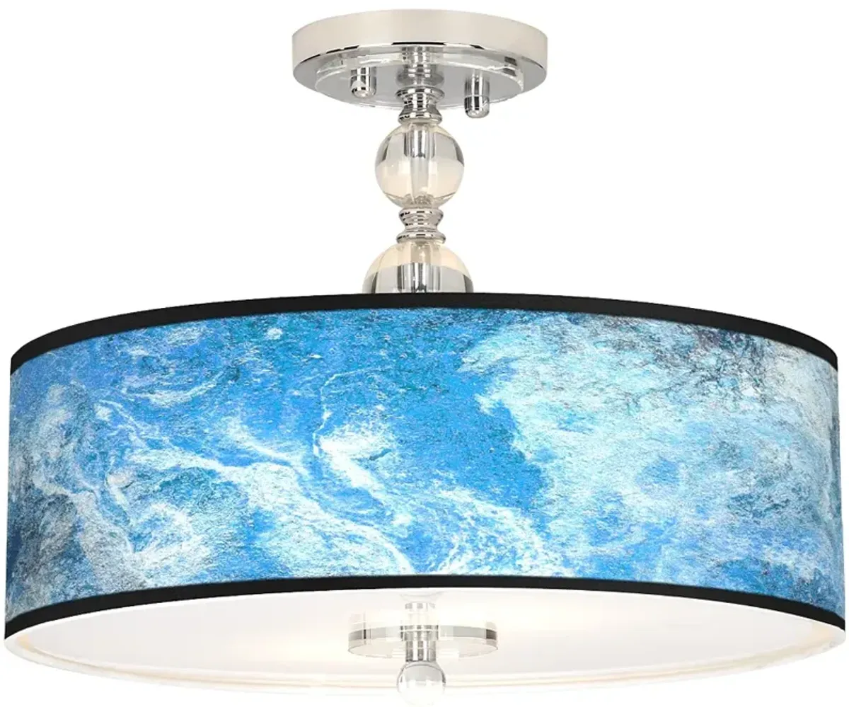 Ultrablue Giclee 16" Wide Semi-Flush Ceiling Light