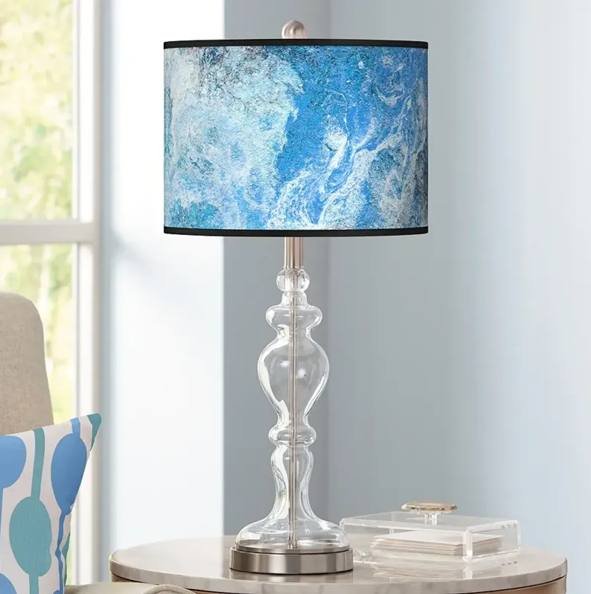 Giclee Glow Apothecary 28" High Ultrablue Shade Clear Glass Table Lamp
