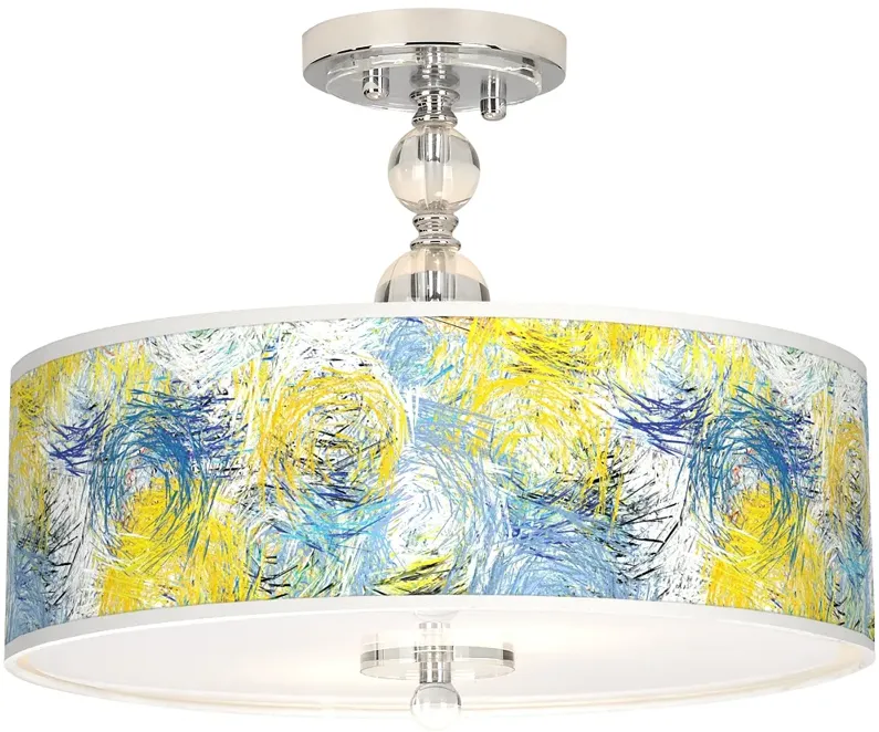 Giclee Gallery Starry Dawn Shade 16" Wide Semi-Flush Ceiling Light