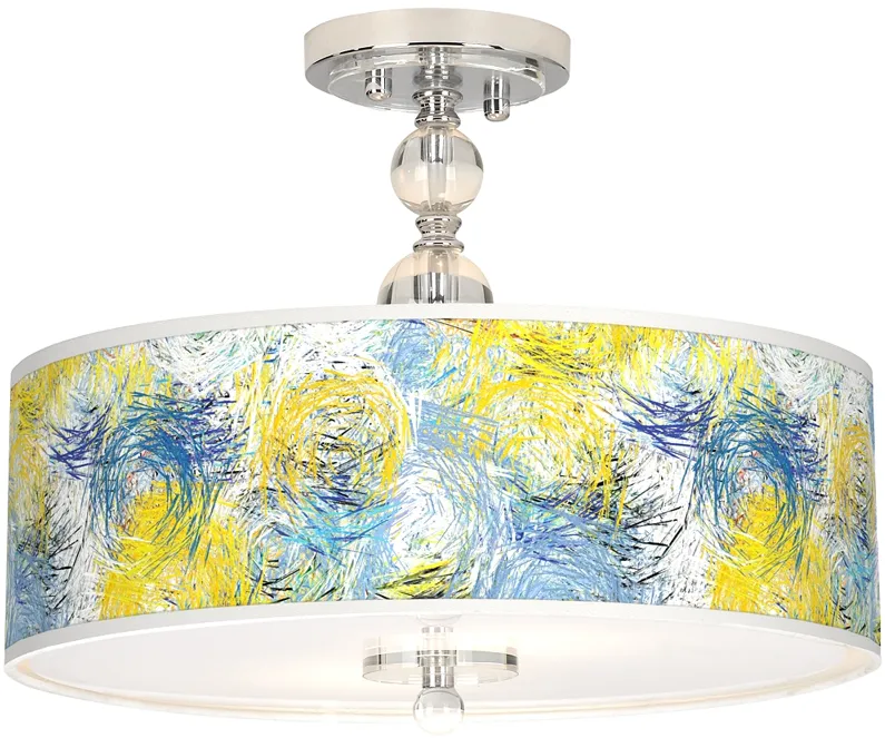 Starry Dawn Giclee 16" Wide Semi-Flush Ceiling Light