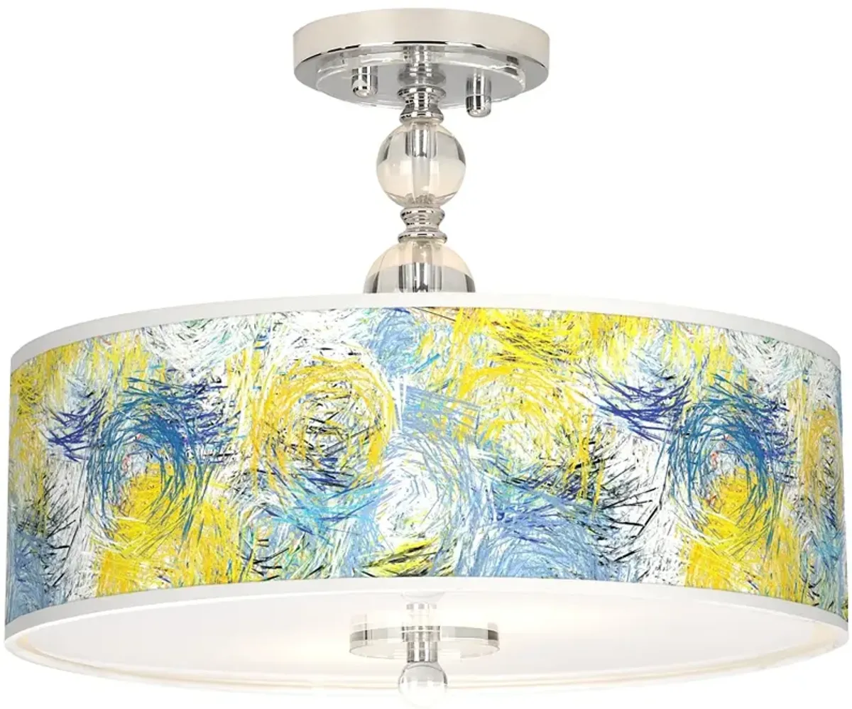 Giclee Gallery Starry Dawn Shade 16" Wide Semi-Flush Ceiling Light