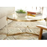Stefania 36" Wide Gold and Acrylic Modern Coffee Table
