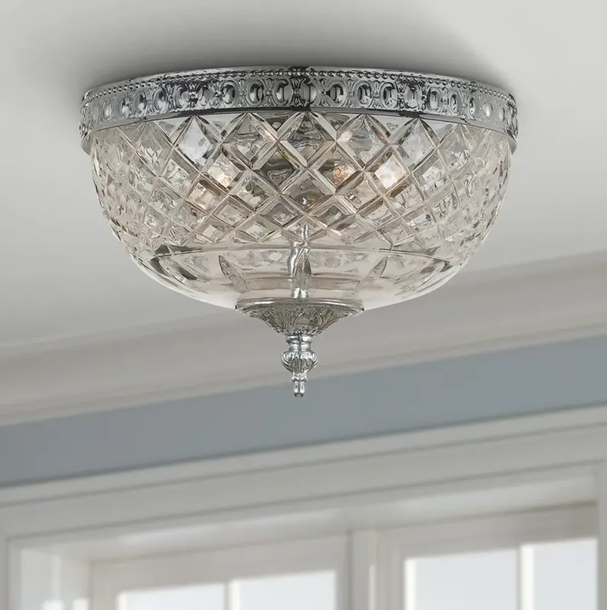 Crystorama 8" Wide Polished Chrome Ceiling Light