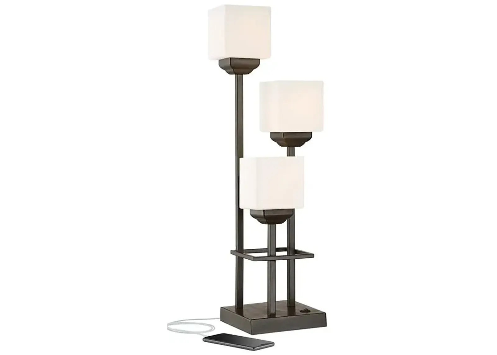 Franklin Iron Works 29 1/2" Bronze 3-Light  USB Accent Table Lamp