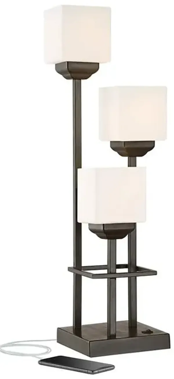Franklin Iron Works 29 1/2" Bronze 3-Light  USB Accent Table Lamp