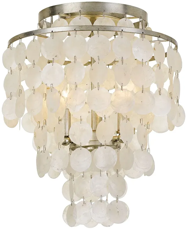 Crystorama Brielle 13" Wide Antique Silver Ceiling Light