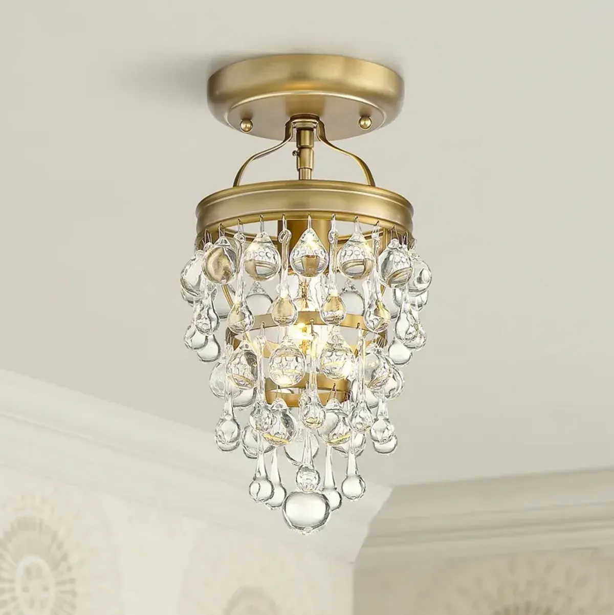 Crystorama Calypso 7 1/2" Wide Vibrant Gold Ceiling Light